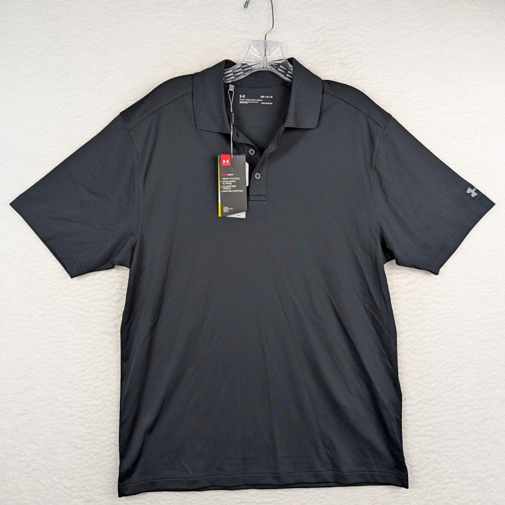 NWT Under Armour Performance Golf Polo Men's Medium Loose HeatGear Black